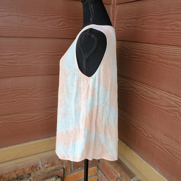 Staccato Women's Peach and Light Blue Watercolor Tie-Dye Sleeveless Blouse NWOT - Picture 4 of 10